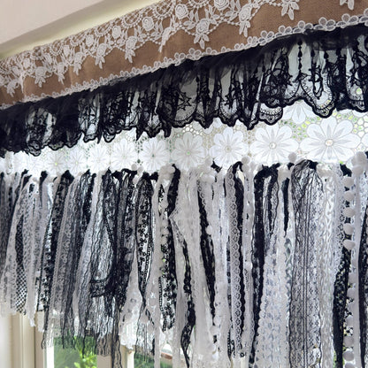 Custom Rustic Burlap & Lace Window Valance - UDreamHome