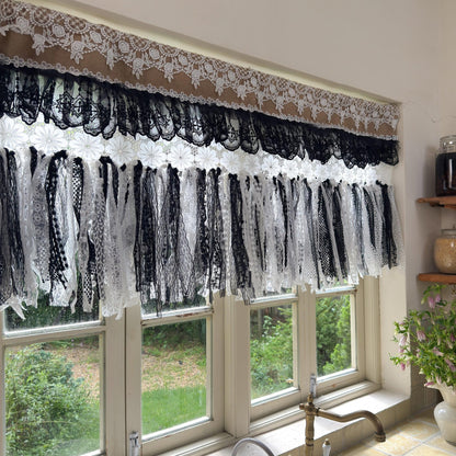 Custom Rustic Burlap & Lace Window Valance - UDreamHome