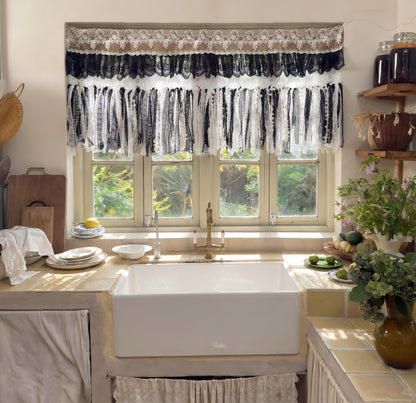 Custom Rustic Burlap & Lace Window Valance - UDreamHome