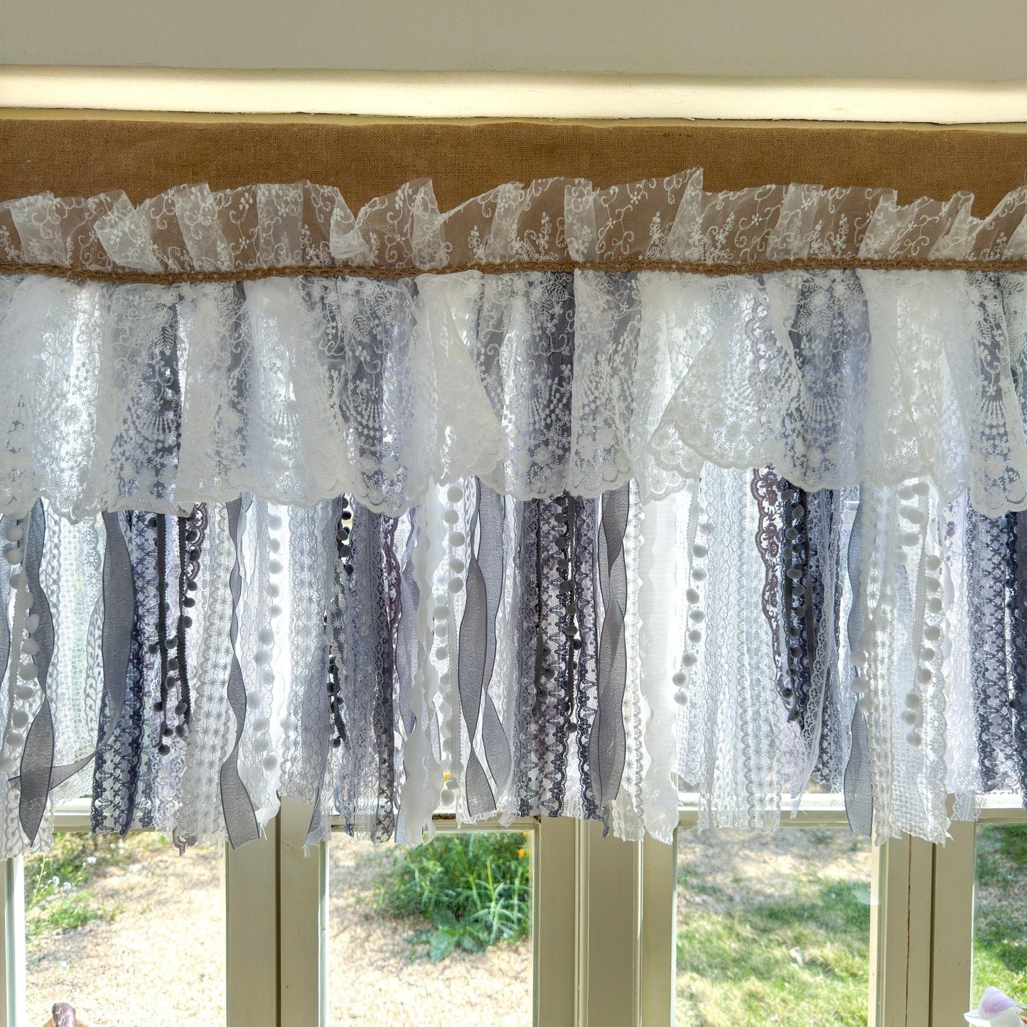 Custom Rustic Unique Burlap White Curtain - UDreamHome