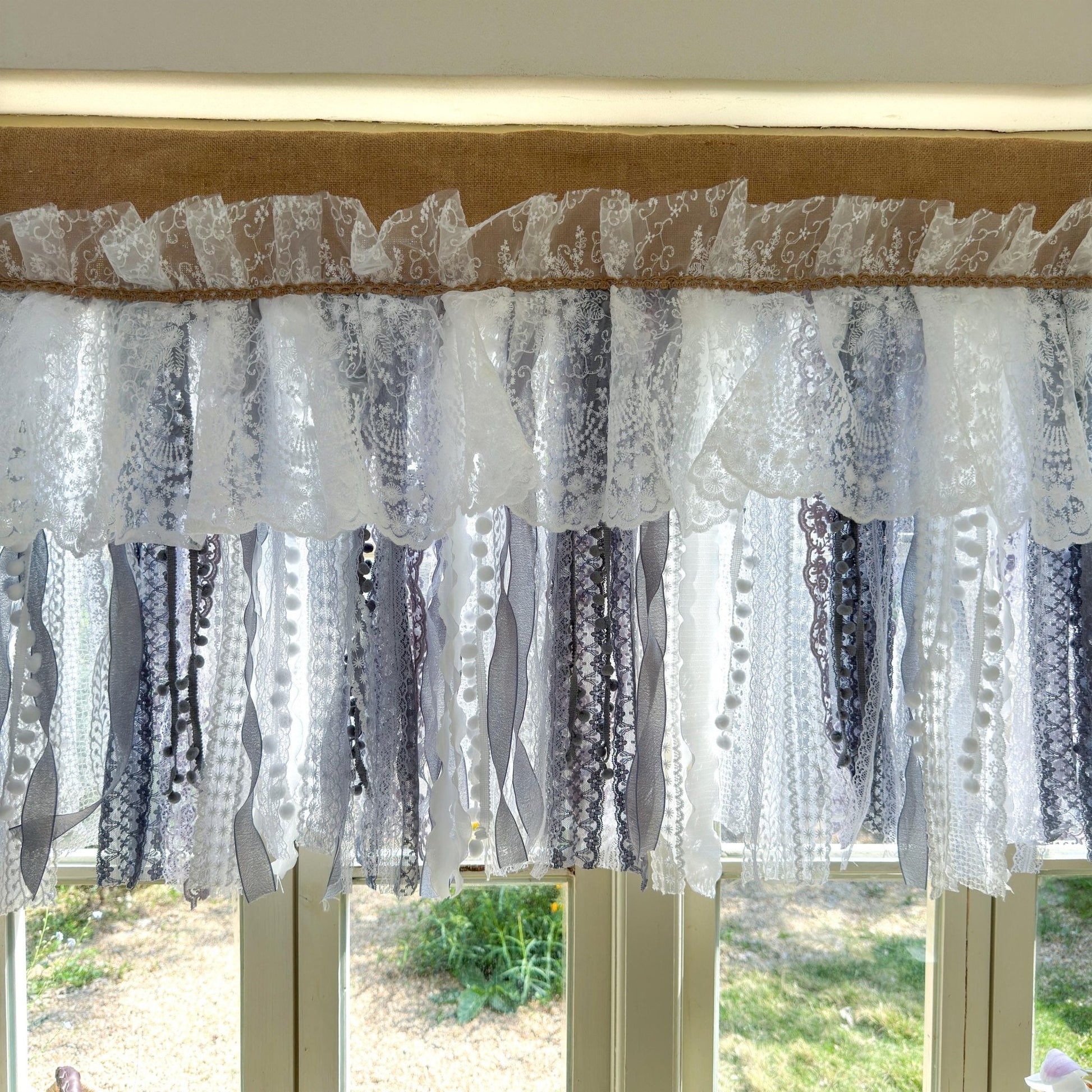 Custom Rustic Unique Burlap White Curtain - UDreamHome