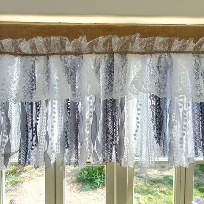 Custom Rustic Unique Burlap White Curtain - UDreamHome