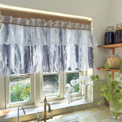 Custom Rustic Unique Burlap White Curtain - UDreamHome