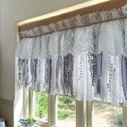 Custom Rustic Unique Burlap White Curtain - UDreamHome