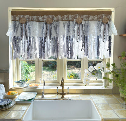 Custom Rustic Unique Burlap White Curtain - UDreamHome