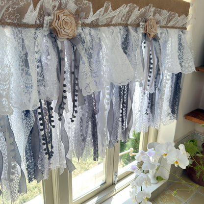 Custom Rustic Unique Burlap White Curtain - UDreamHome