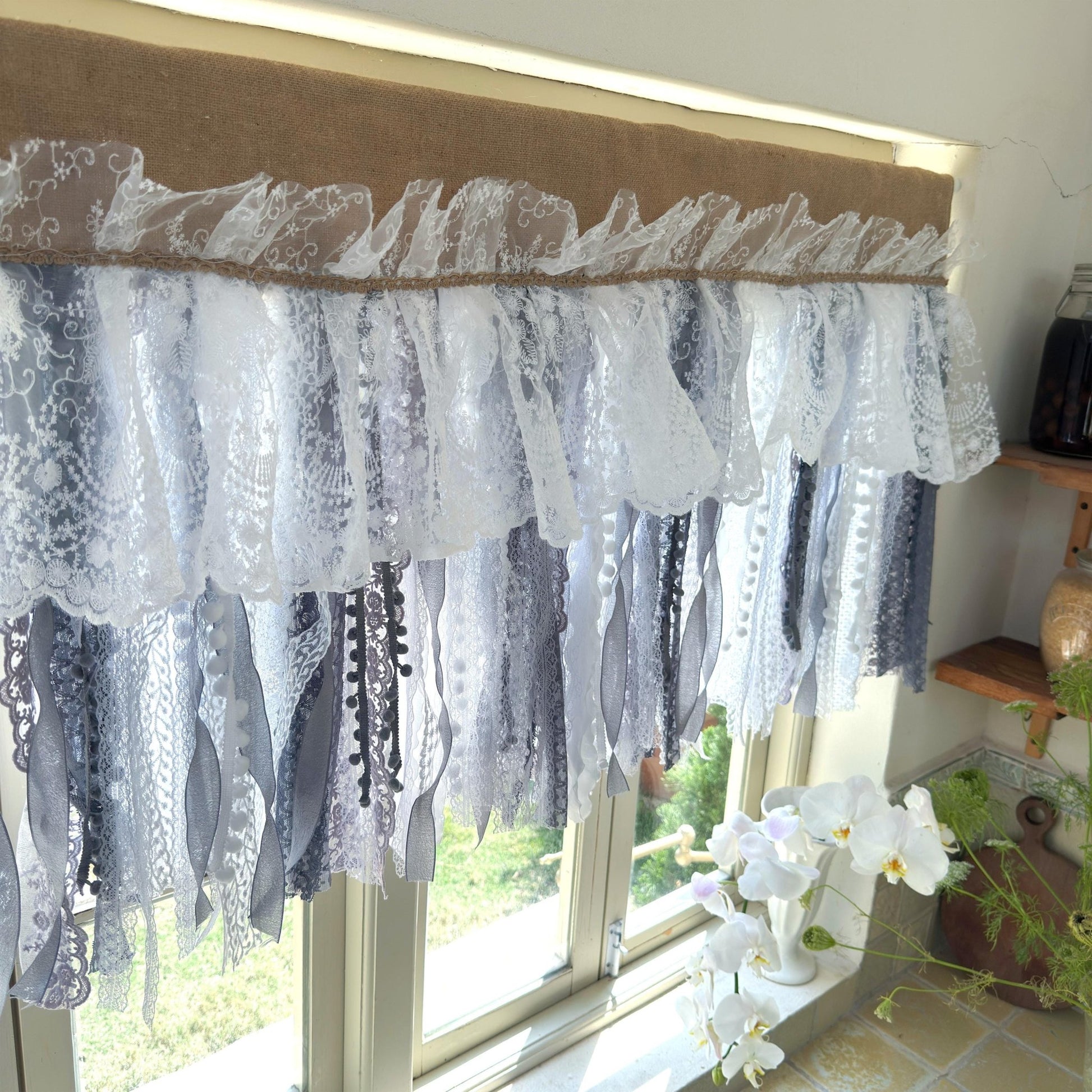 Custom Rustic Unique Burlap White Curtain - UDreamHome