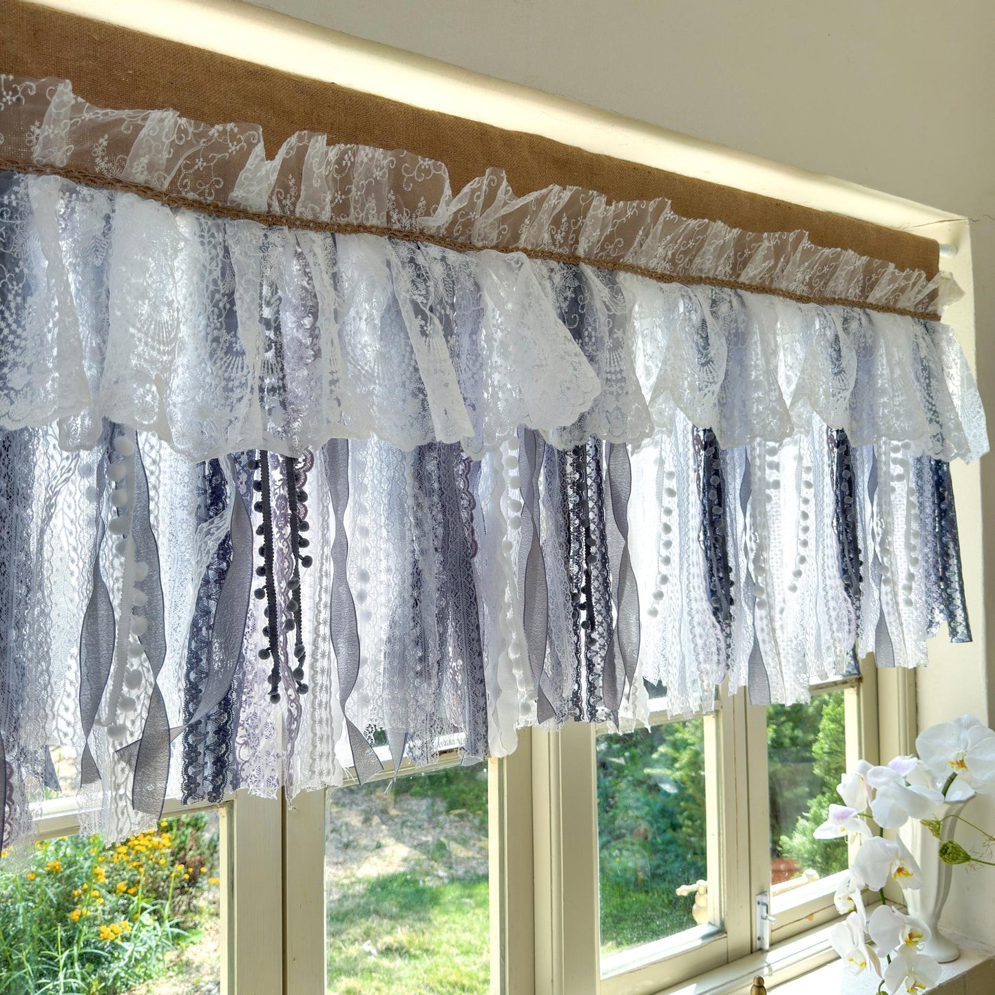 Custom Rustic Unique Burlap White Curtain - UDreamHome