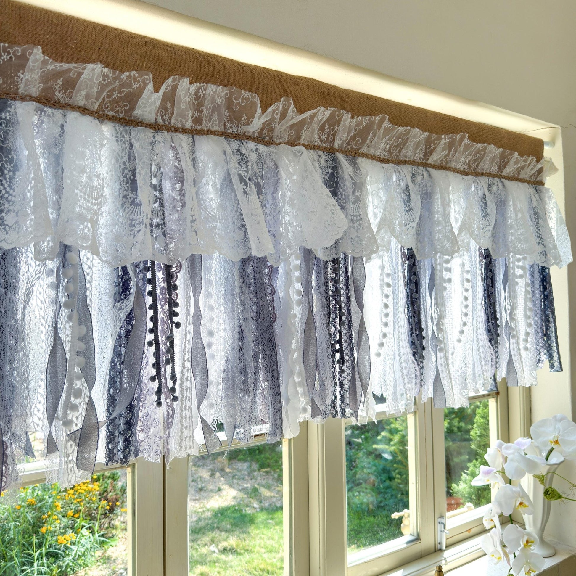 Custom Rustic Unique Burlap White Curtain - UDreamHome
