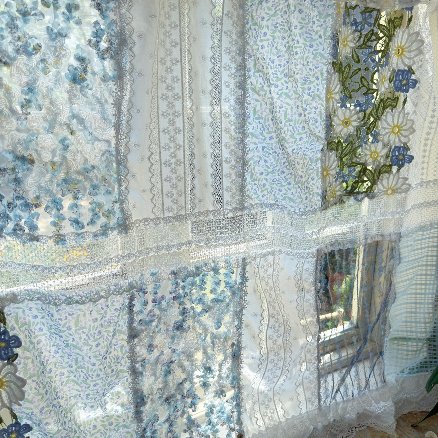 Elegant Patchwork Lace Floral Embroidery Curtains - UDreamHome