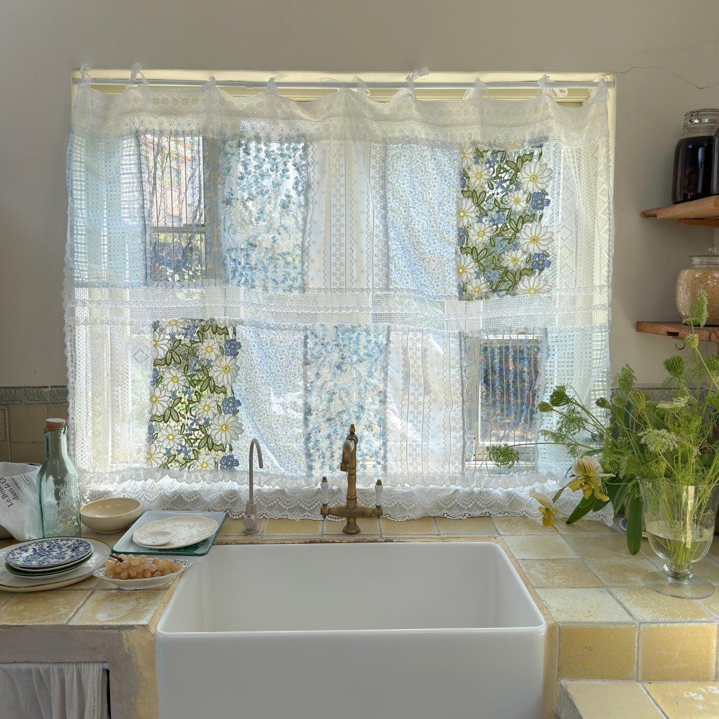 Elegant Patchwork Lace Floral Embroidery Curtains - UDreamHome