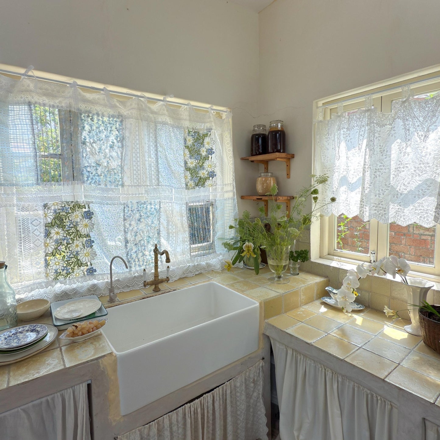 Elegant Patchwork Lace Floral Embroidery Curtains - UDreamHome