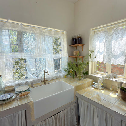Elegant Patchwork Lace Floral Embroidery Curtains - UDreamHome