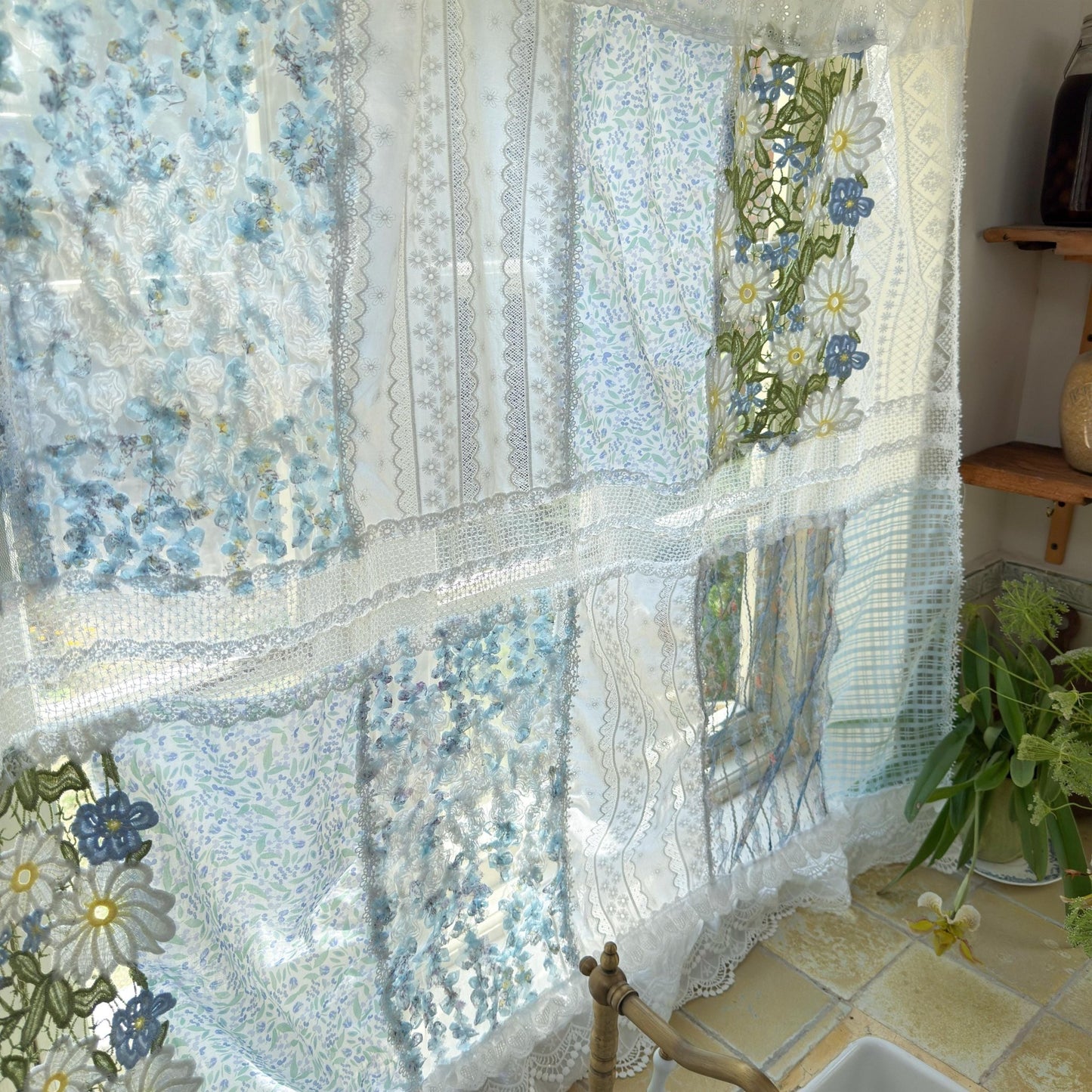 Elegant Patchwork Lace Floral Embroidery Curtains - UDreamHome
