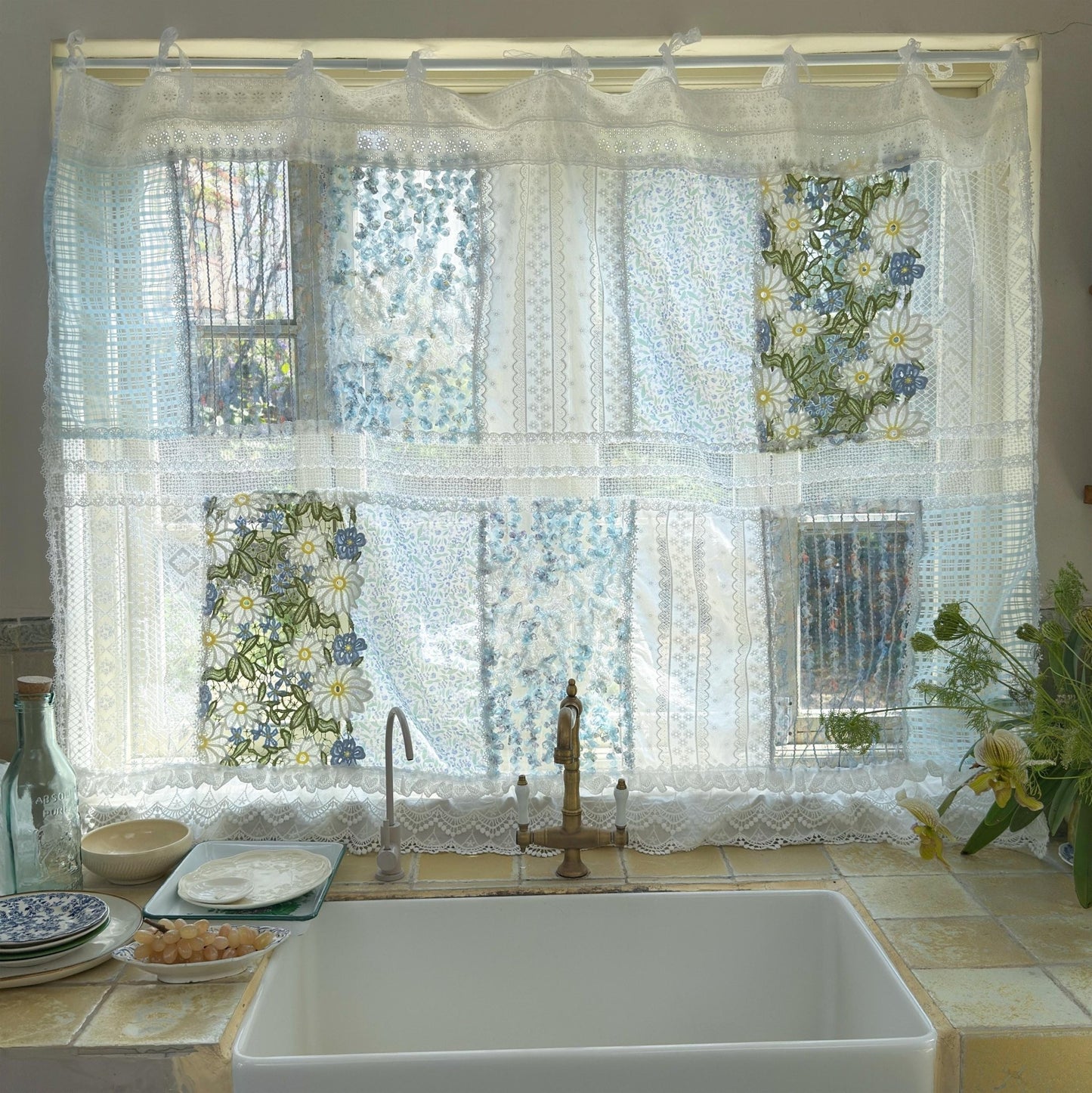 Elegant Patchwork Lace Floral Embroidery Curtains - UDreamHome