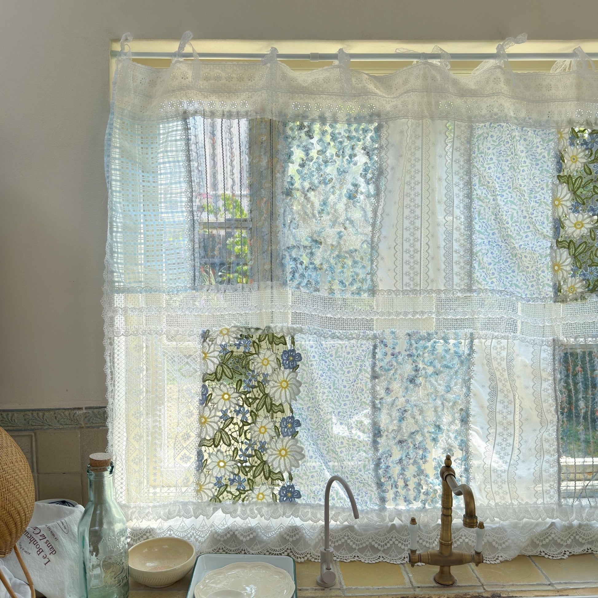 Elegant Patchwork Lace Floral Embroidery Curtains - UDreamHome