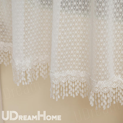 Embroidered Lace Snowflake Curtain: Shabby Chic Cafe Style - UDreamHome