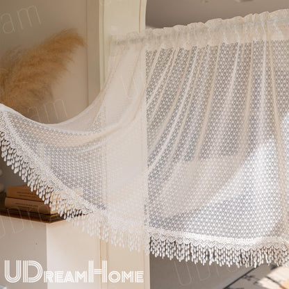 Embroidered Lace Snowflake Curtain: Shabby Chic Cafe Style - UDreamHome