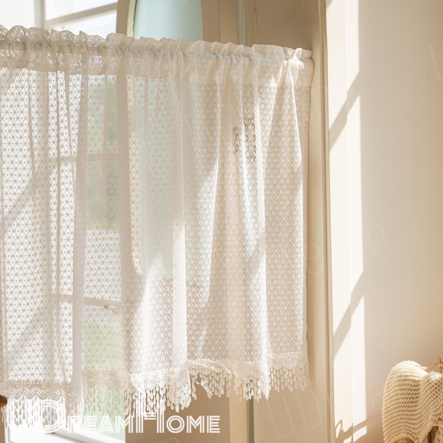 Embroidered Lace Snowflake Curtain: Shabby Chic Cafe Style - UDreamHome
