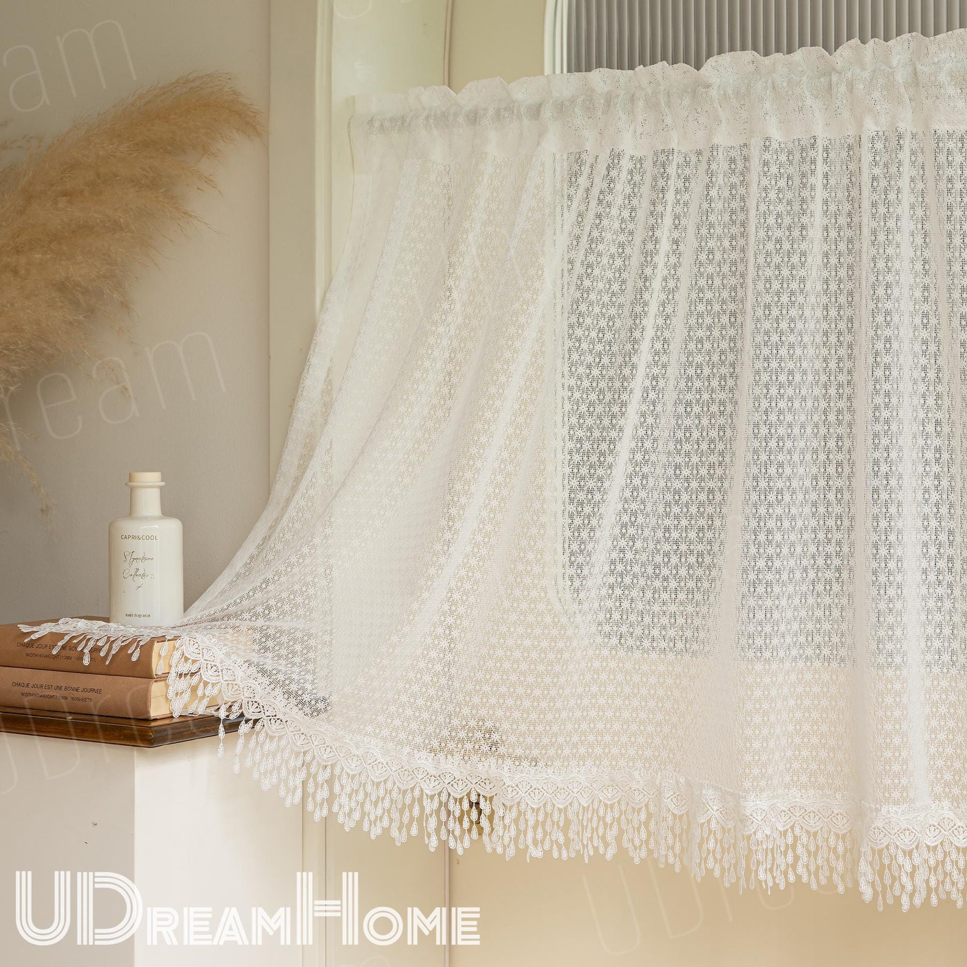 Embroidered Lace Snowflake Curtain: Shabby Chic Cafe Style - UDreamHome