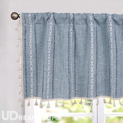 Farmhouse Kitchen Curtains, Green Boho Short Curtains - UDreamHome