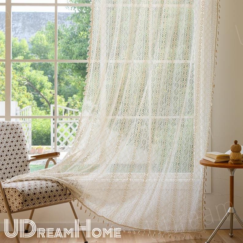 Farmhouse Kitchen Sheer Curtain Panels for Window Treatment - UDreamHome