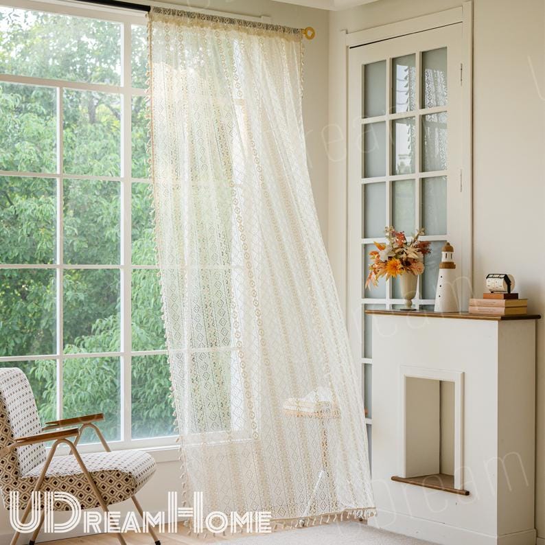 Farmhouse Kitchen Sheer Curtain Panels for Window Treatment - UDreamHome