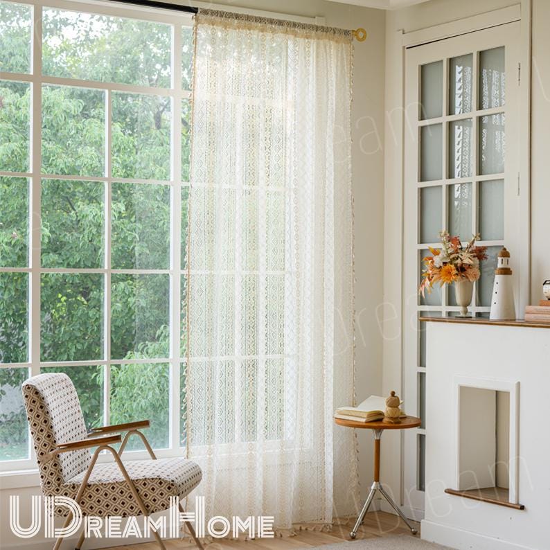 Farmhouse Kitchen Sheer Curtain Panels for Window Treatment - UDreamHome