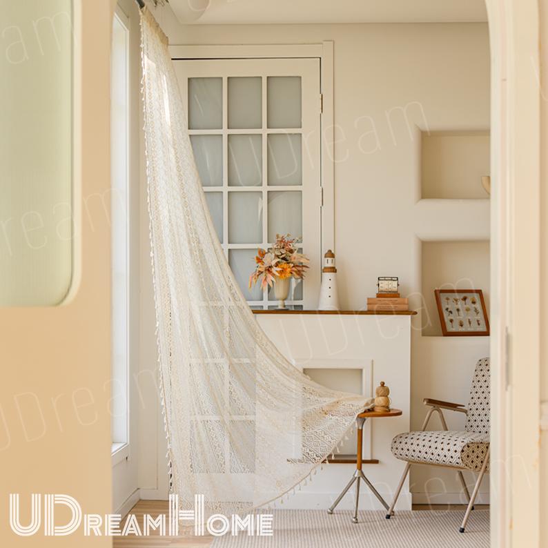 Farmhouse Kitchen Sheer Curtain Panels for Window Treatment - UDreamHome