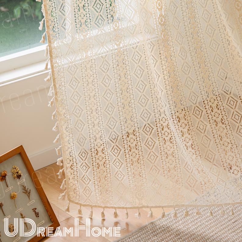 Farmhouse Kitchen Sheer Curtain Panels for Window Treatment - UDreamHome