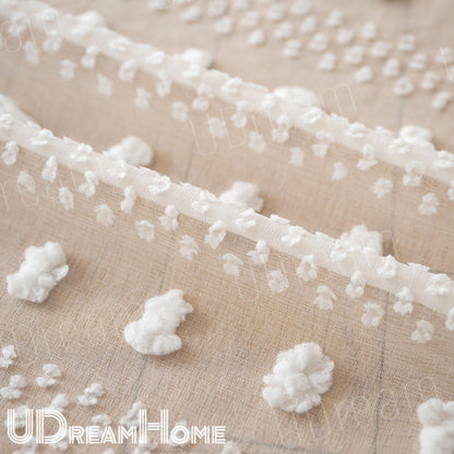 Farmhouse Tufted Flower Cafe Curtain Panel - UDreamHome