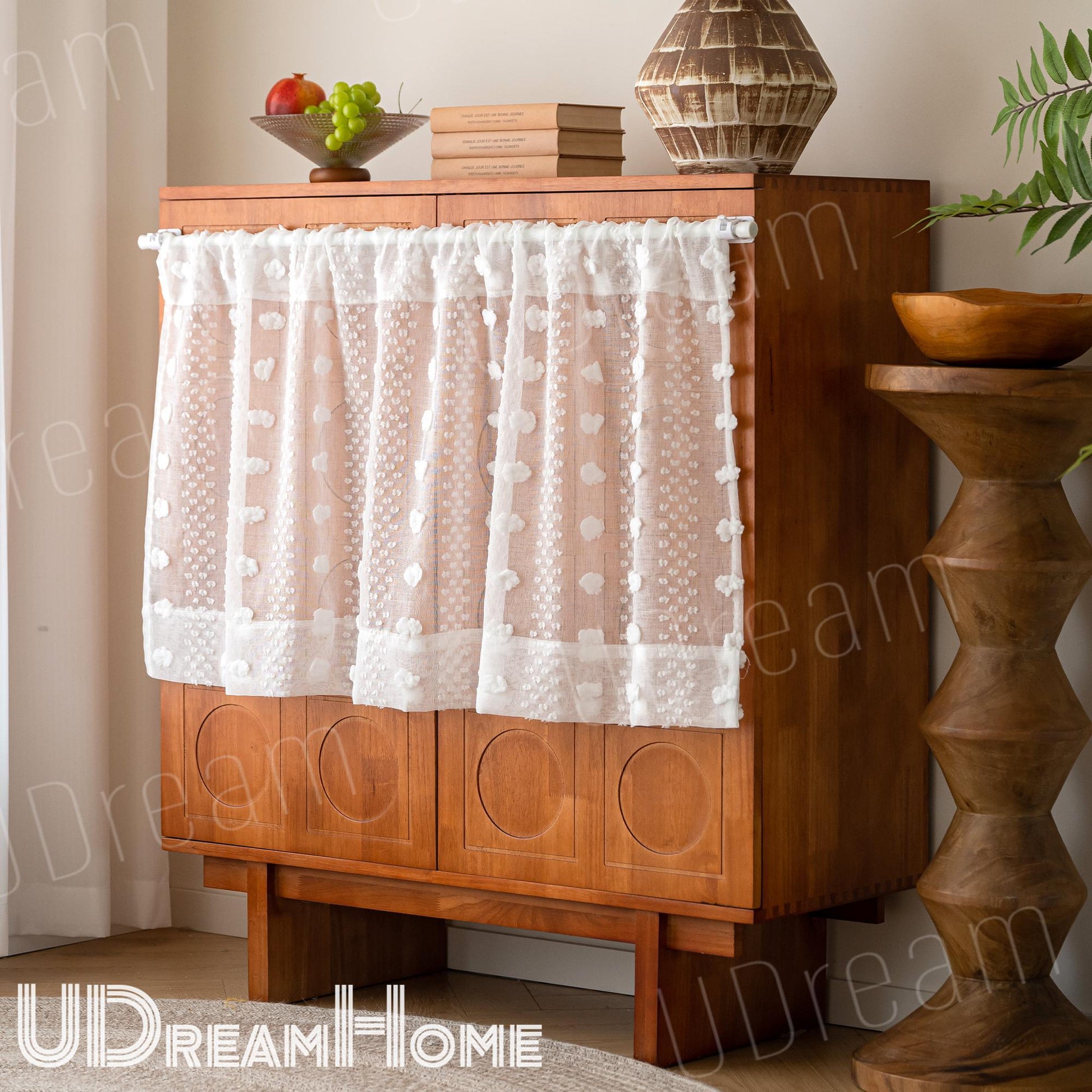 Farmhouse Tufted Flower Cafe Curtain Panel - UDreamHome
