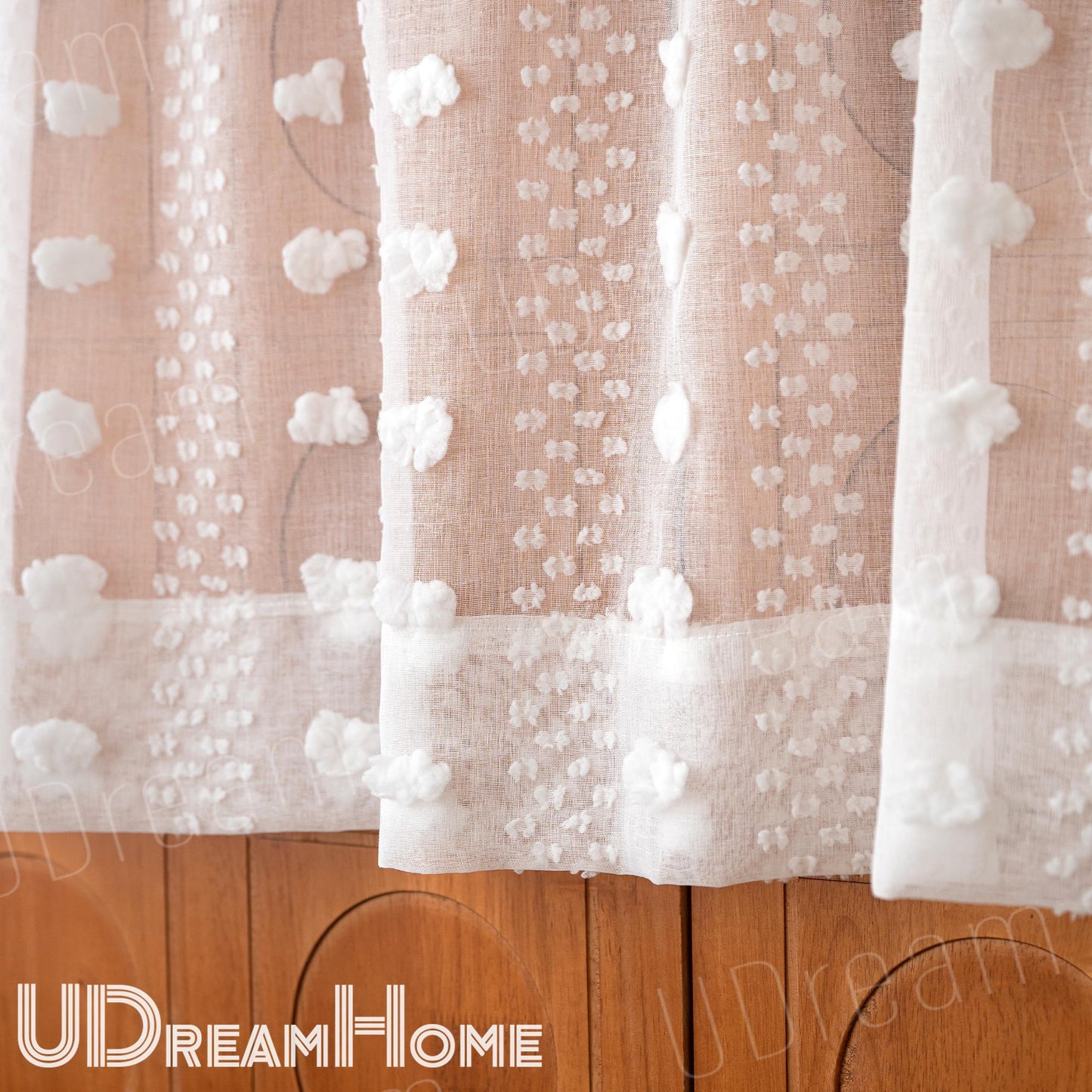 Farmhouse Tufted Flower Cafe Curtain Panel - UDreamHome