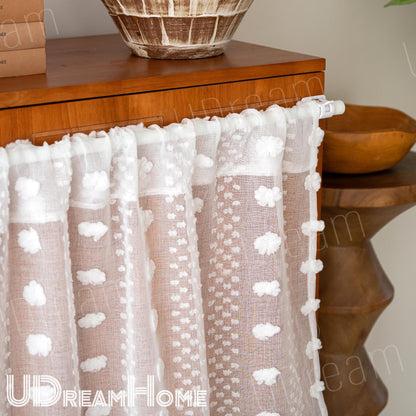 Farmhouse Tufted Flower Cafe Curtain Panel - UDreamHome