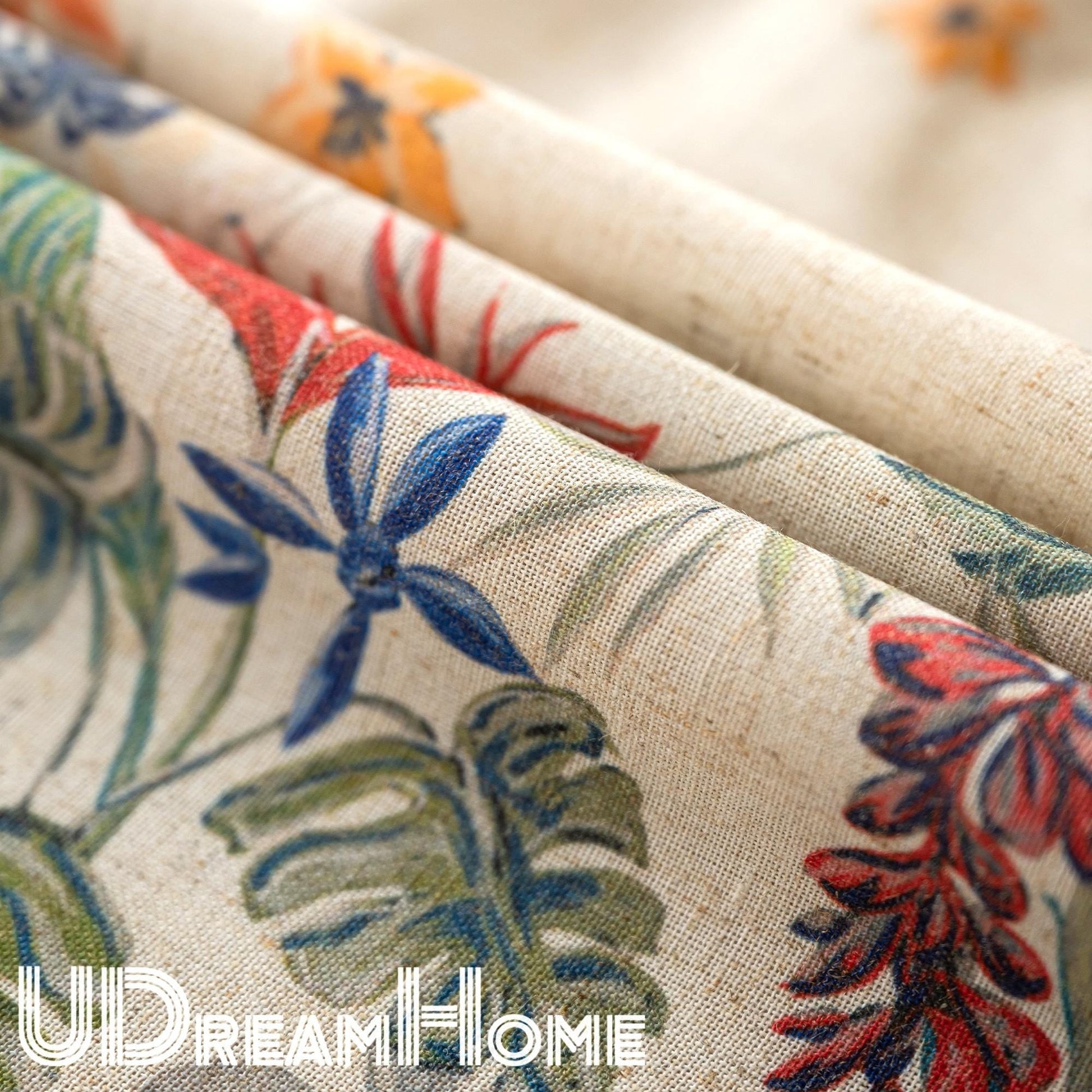 Floral Cotton Linen Cafe Curtain: Rustic Farmhouse Decor - UDreamHome