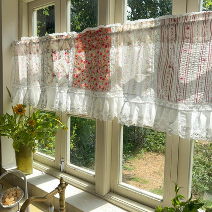 French Country Ruffled Cotton & Lace Valance - UDreamHome