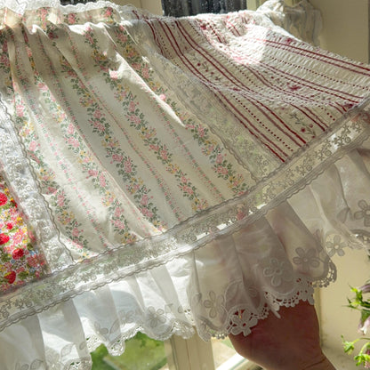 French Country Ruffled Cotton & Lace Valance - UDreamHome