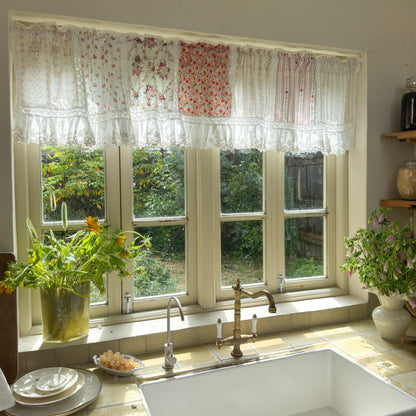 French Country Ruffled Cotton & Lace Valance - UDreamHome