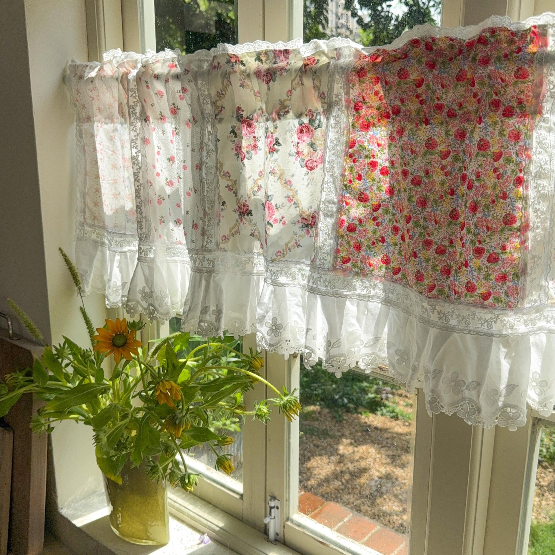 French Country Ruffled Cotton & Lace Valance - UDreamHome