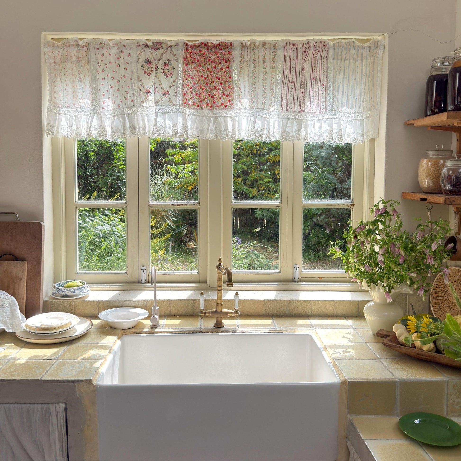 French Country Ruffled Cotton & Lace Valance - UDreamHome