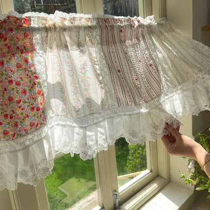 French Country Ruffled Cotton & Lace Valance - UDreamHome