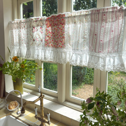 French Country Ruffled Cotton & Lace Valance - UDreamHome
