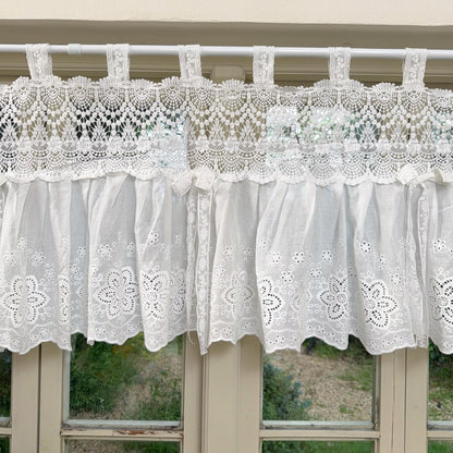 French Country White Embroidered Cafe Curtain - UDreamHome