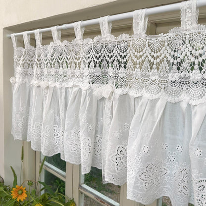French Country White Embroidered Cafe Curtain - UDreamHome