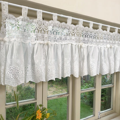 French Country White Embroidered Cafe Curtain - UDreamHome