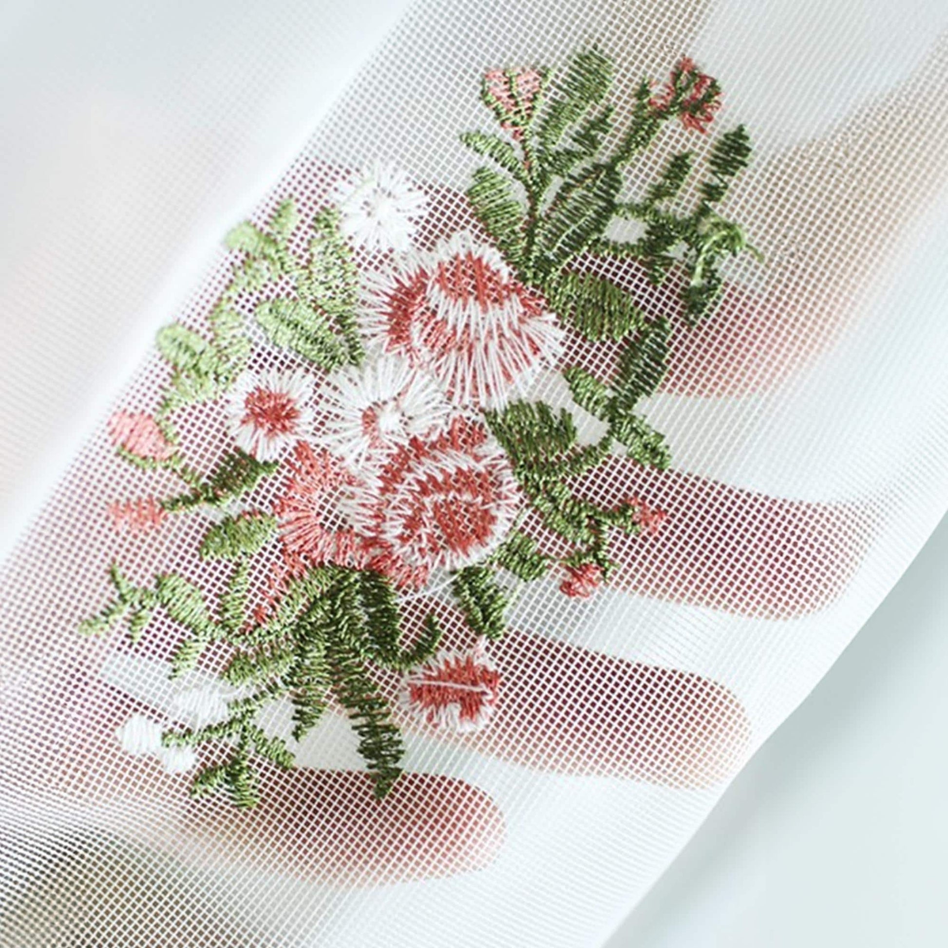 French Embroidered Rose Linen Blend Cafe Curtain - UDreamHome