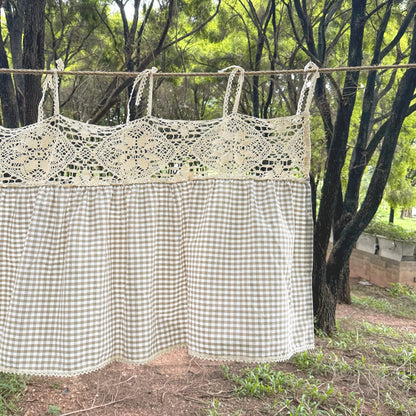 Gingham Farmhouse Kitchen Curtain Panel - UDreamHome