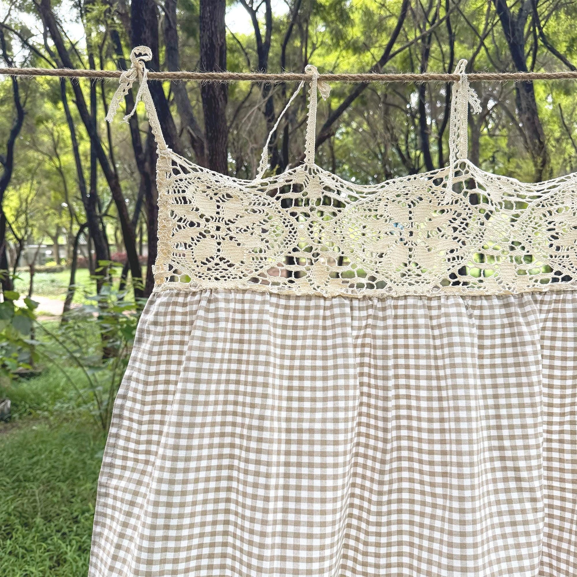 Gingham Farmhouse Kitchen Curtain Panel - UDreamHome