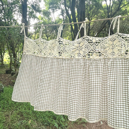 Gingham Farmhouse Kitchen Curtain Panel - UDreamHome