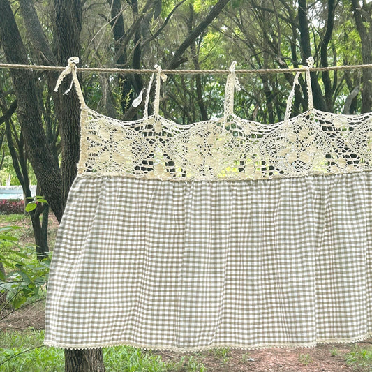 Gingham Farmhouse Kitchen Curtain Panel - UDreamHome